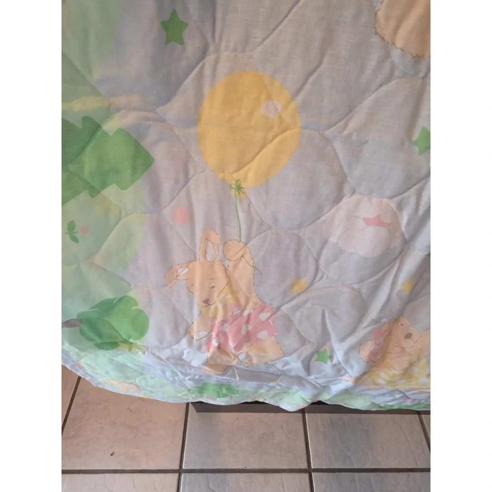 Bunnies And Bears Handmade Baby Blanket, Pastels Cottagecore Charming